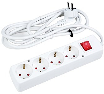Jonex Steckdosenleiste 4-Fach mit Schalter 1,5, 3, 5 und 10 m Kabel, Schuko-Steckdosenleiste, weiß, 10,0 m PS-WS