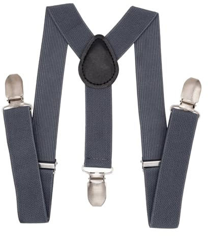 PlayCool Child Kids Suspenders - 1 Adjustable Y-Back Suspender for Boys & Girls - Dark Grey
