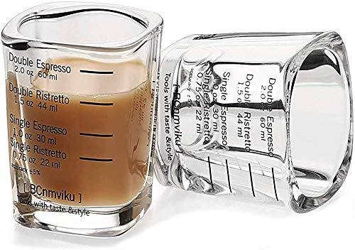 2pcs Verres à Liqueur Verre Doseur Cuisine Petit Tasse Expresso Transparente Tasse à Mesurer 60ml Mug Carré Gradué Résistant à la Chaleur Cup Pichet Mesureur Liquide Verre à Shot Vin Café Shot Glass