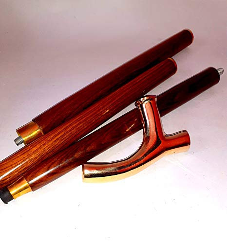 Ganga Nautical Antiguo cabeza larga victoriana vintage plegable madera de latón macizo vintage bastón de estilo antiguo palo de madera mango Antqiue regalo