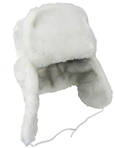 Generisch Ushanka Russische Fellmütze Tschapka Wintermütze mit Ohrenklappen Uschanka Unisex (Weiß, 55)