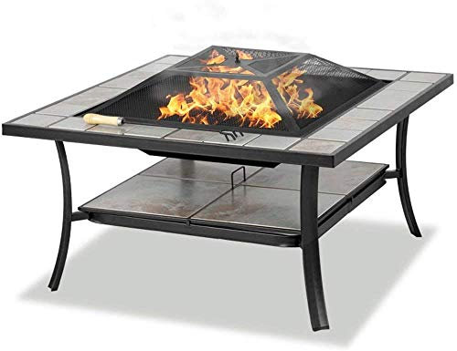 Homeology SHANGO Prime Multi-Functional Black with Ceramic Tiles Outdoor Garden & Patio Fire Pit/Coffee Table/Ice Bucket/Barbecue