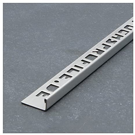 Fuchs Design 1 m perfil de baldosas Premium 4,5 mm cierre angular de inox acero V2A en cepillado perfil de baldosa moderno carril de acero inoxidable