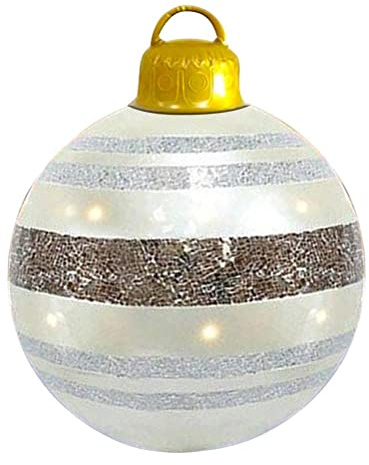 Hiraith Bola de Navidad hinchable en aire libre, 60 cm, bolas de Navidad de PVC con pompa, adornos de jardín para el día de vacaciones de la familia (60 cm, L sin bomba)