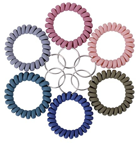 Yolev 6 Pièces Dragonne Porte-clés En Plastique Printemps Spirale Anneau De Cheveux Pour Gym Piscine