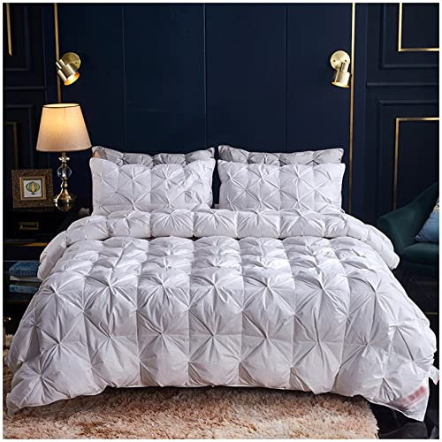 ZTGL Gåsfjäder och duntäcke full/king size, 95 % gåsdun, 100 % bomullsskal, vintertäcke varmt täcke fuktabsorption och andningsförmåga, design med baffellåda, vit, 160 x 210 cm/3,5 kg