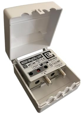 ASS20-UReg(5G)/1OUT - Amplificatore Antenna TV con Filtro 5G, Amplificatore Antenna da Palo, 1 Ingresso UHF, Guadagno 20dB, Amplificatore Antenna 1 Uscita, Tele-Alimentazione 12 Volt, Made in Italy