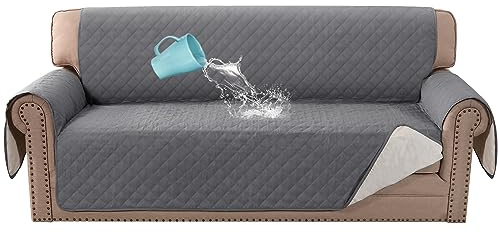 BellaHills Sofa Cover 100% Waterproof Sofa Cover 3 seater Sofa Slipcovers Triple Non-Slip Couch Covers 3 Seater Washable Sofa Protector with Elastic Strap for Kids/Pets (Sofa 70, Gray)