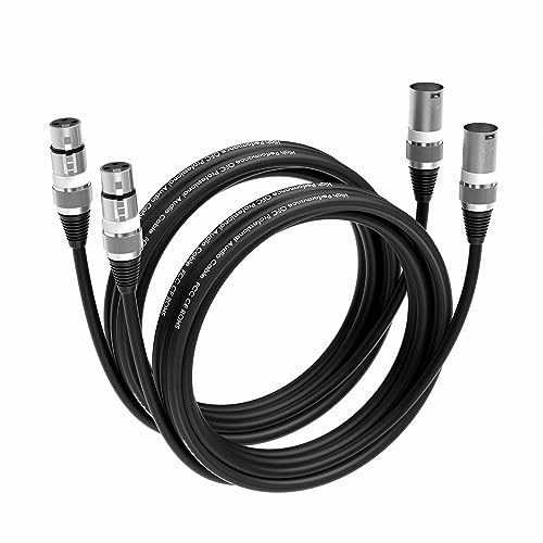 Wrugste XLR Kabel Premium Symmetrisches XLR Mikrofonkabel,3M 2Stück 3-Pin XLR Stecker auf Buchse DMX Mikrofonkabel für Studioaufnahmen und Live-Produktion