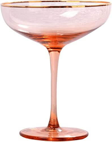 MORYEN Bicchieri da vino, Bicchiere da vino in cristallo senza piombo stile Asakuchi Bicchiere da champagne dolce in lamina d'oro rosa Calice da cocktail Calice da cocktail Festival Tazza
