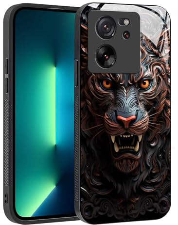 YUXING Funda para Xiaomi 13T / Xiaomi 13T Pro - Diseño de Patrón Geométrico Arte Abstracto Vidrio Carcasa, Antichoque Anti-Slip Anti-Scratch Case (Tiger)