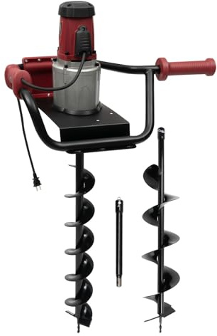 1500W Electric Post Hole Digger with 6Inch & 4Inch Auger Bits, 1.6HP 192RPM High Efficiency Electric Earth Auger Hole Digger