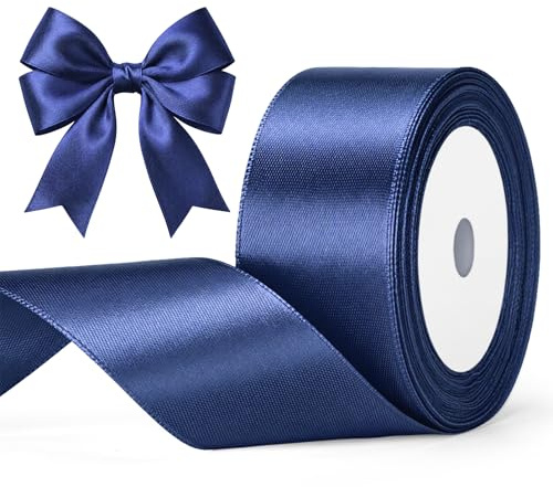 G2PLUS Darkblue Satinband 40mm, Breit Dekoration Geschenkband, 22m Schleifenband zum Bastel, Darkblue Satin Dekoband für Geschenkverpackung, Dekoration
