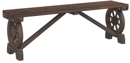 vidaXL Banco de Jardín, Banca Asiento con Diseño de Rueda de Carro, Sofá de 2 Plazas, Mueble para Parque Patio Terraza, Madera Maciza de Abeto