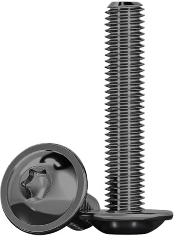 Drenky Tornillo De Cabeza Alomada 10 Piezas, Tornillos Torx Con Brida Negro M8x35mm Tornillos De Cabeza Plana ISO 7380-2 Tornillos Con Brida Acero Inoxidable A2 V2A Tornillos Para Máquinas