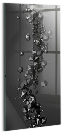 Wallfluent Gehärtetes Glas Dicke 4mm Für die Küche Badezimmer und Schlafzimmer Glasbild 70x140cm Wanddekoration Wandbild Bild Mit Motiv - Abstraktion von 3D-Formen