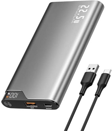 Kuulaa Power Bank 10000mAh 22.5W, Powerbank USB-C Input&Output, Externe Handyakkus mit LED-Display Kompatibel mit iPhone 16 15 14 13 12 Pro Max Sam-Sung iPad Huawei Reisen Arbeit Outdoor