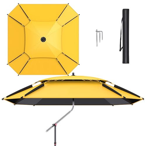 Grand Patio Parasol déporté pour table d'extérieur, marché, cour, parasol avec bouton-poussoir d'inclinaison et manivelle, pour piscine, porche, jardin, terrasse, arrière-cour, jaune, 2.4M/7.8FT