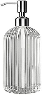 Dispensador de jabón para baño, dispensador de jabón Grande de 18 oz, Botella de Vidrio Transparente, Botella dispensadora de jabón líquido vacía, para Cocina, baño, Dormitorio, di