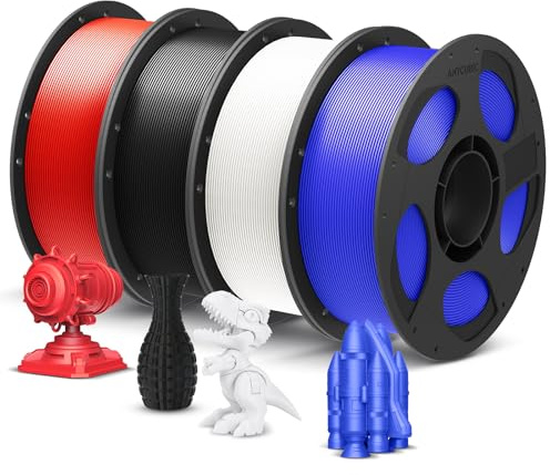 ANYCUBIC PLA+ Filamento 1,75 mm, Precisione Dimensionale +/- 0,02 mm, Materiali per Stampa 3D ad Alta Tenacità e Precisione, Identificazione Intelligente, 4KG Nero&Bianco&Rosso&Blu