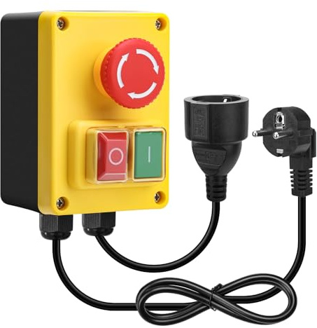 220V Einphasiger EIN Aus Schalter, Briidea Sicherheitsschalter mit Großem Rotem Not-Aus-Knopf zum Schnellen Ausschalten von Frästischen und Anderen Elektrischen Geräten
