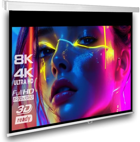 SlenderLine Professional Rolloleinwand 244 x 244 cm| 134 Zoll | 1:1 Bildformat | GEHÄUSEBEREITE: 258 cm| Universal Beamer Projektionsleinwand für Heimkino & Präsentation | Decken- und Wandmontage