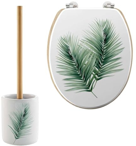 Toilinux.com Abattant et Brosse WC Varadero - Blanc et Vert