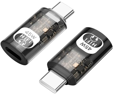 Adaptador de audio Lightning a USB-C,Adaptador Lightning Hembra a USB C Macho，Admite carga rápida PD de 45 W, transferencia de 480 Mbps, para 15/16/16Pro/Pro Max/Plus, MacBook (paquete de 2, negro)