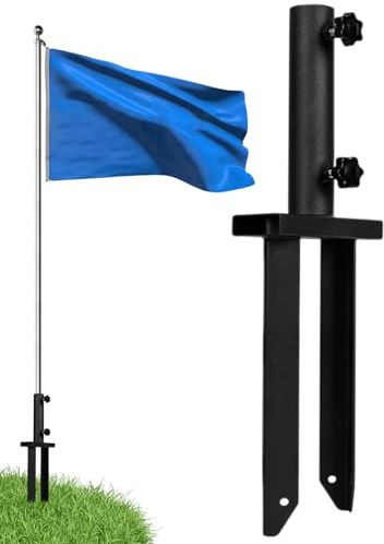 Flaggenspieß-Erdspieß, Bodenfackel-Halter, robuster Fahnenmast-Erdspieß, wiederverwendbarer Angelrutenhalter, Flaggenspieß-Basis für Boden, Outdoor, Banner, Hof, Rasen, Innenhöfe (schwarz)