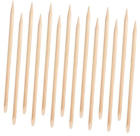 Palito de Madera para Cutículas, 100 Piezas, Doble Punta | Khaki, Madera, Punta Plana y Afilada, para Manicura y Pedicura en Casa o Bricolaje de Uñas