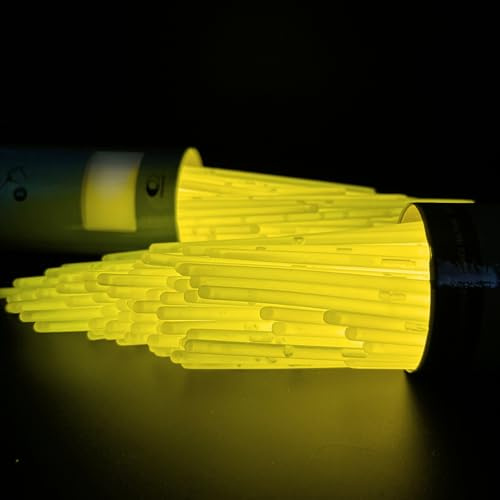 KNIXS Knicklichter- 200 Stück Leuchtstäbe - Gelb inkl. 2D Verbinder für Partyspaß
