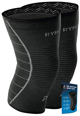 Rymora Knee Supports for Women and Men - Compression Sleeves to Ease Knee Discomfort - Great for Running, Sports & Everyday Wear (Black) (Pair) (Small) [S]
