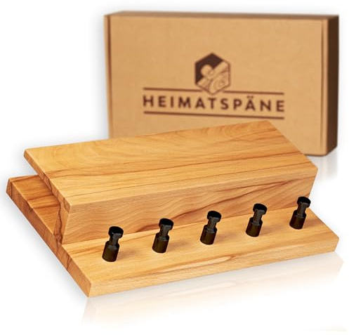 Heimatspäne Schlüsselbrett Holz mit Ablage - massive Kernbuche, hochwertige schwarze Edelstahlhaken, Schlüsselboard modern im Industrial Style inkl. Montagezubehör