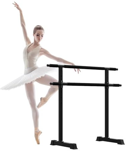 SGKOMN Doppelte Ballettstange, tragbar, verstellbar, rutschfeste Gummipolster, Ballettstange, Fitness, Stretching, Tanzstange für Heimstudio, Erwachsene, Tanz, Yoga, Fitness, 3.94 ft