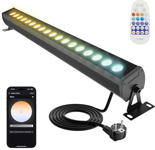 Yotivki 50CM LED Spotlight, 36W Wallwasher with Remote Control and Bluetooth App, 8 Modes, IP66 Waterproof, Dimmable, Party Light, Light Bar for Bar, Disco Celebration