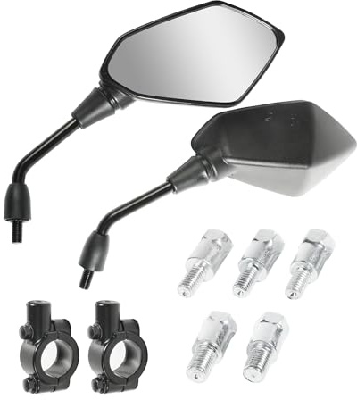Xibao Espejos Moto,Espejos Retrovisores Moto Homologados,Universal Par de Espejo Retrovisor Moto con M8 M10 Rosca,Adecuado para la Mayoría de Motocicletas,Scooters,Quads