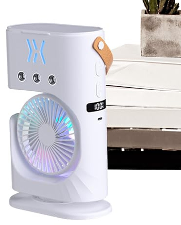 Ventilador de rociado de mesa - ventilador de pulverización de agua compacto, Mister eléctrico portátil | Enfriamiento de escritorio sin esfuerzo con luz LED, dispositivo exterior fácil de u