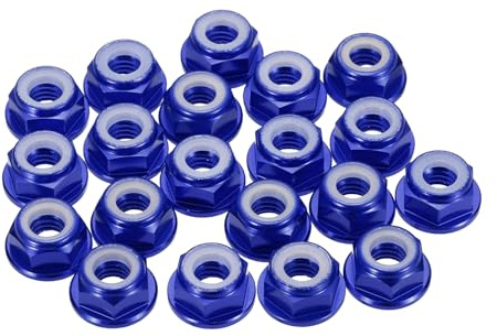 sourcing map Kontermuttern aus Aluminiumlegierung, M6 Teilung, 1 mm, Flansch, Sechskantmuttern, Nylon-Verriegelung, gezahnt, für RC-Drohne, Quadcopter-Motor, Requisite, Adapter, FPV-Teile