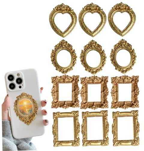 Hbbgdiy Ensemble de mini cadres dorés 12 pièces cadres photo en résine baroque vintage 4 styles mini décoratifs pour bricolage photo artisanat affichage de fête vacances décor table fête prénat