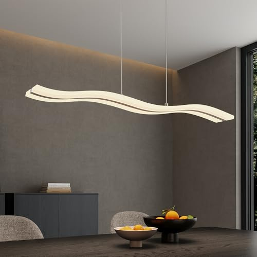 doporro LED Hängelampe Esstisch Dimmbar & Höhenverstellbar Weiß | Modern Pendelleuchte Esstisch Esszimmerlampe mit Fernbedienung, 97cm, 36W, für Wohnzimmer küche, Alivetta3300