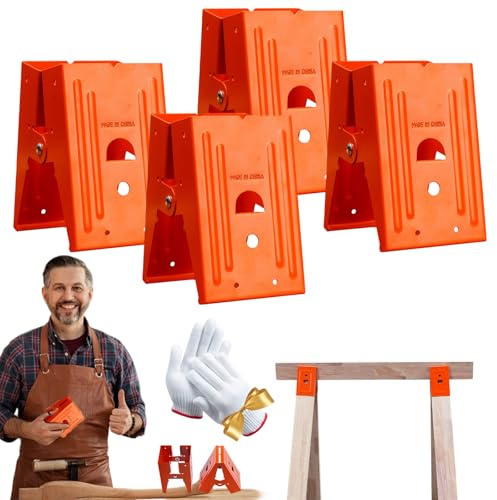 Heavy-Duty Sawhorse Bracket with Down Clamp, Saw Horses with Anti-Slip Gripping Teeth, Work Horse, Durable and Easy-to-Use, Perfect for Construction Sites, Home Renovations (2pcs)