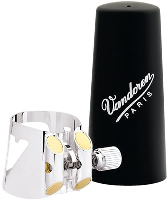 Vandoren LC03P Optimum Blattschraube und Kunststoffkappe für Alt-Klarinette versilbert mit 3 austauschbaren Druckplatten