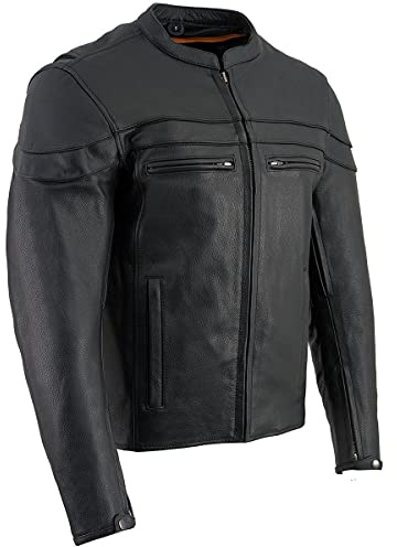 Milwaukee Leather Men's Sporty Scooter Crossover Leather Jacket (Black, XXX-Large)