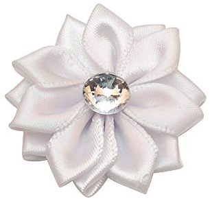 Chenkou Craft 40pcs Satin Ribbon Flower with Pearl Wedding DIY Appliques (White)
