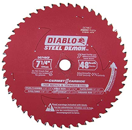 Diablo Steel Demon Cermet II - Lama per sega con triplo chip e rivestimento Perma-Shield, ideale per il taglio di metalli medi, diametro 19,8 cm, 48 denti TCG, D0748CF