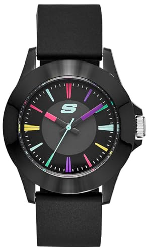 Skechers Watch For Women, Quartz Movement With Silicone, Polyurethene, Leather Or Stainless Steel Strap, Black and Multi, 40MM