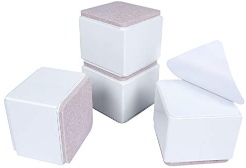 Ezprotekt 2 Lift Furniture Risers Carbon Steel Bed Risers,2.4 Self-Adhesive Heavy Duty Furniture Raisers Adds 2 Height to Beds Sofas Cabinets Supports 20,000 lbs, Square White
