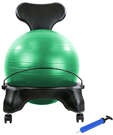 Cando Ball Chair Inflatable Ergonomic Active Seating Exercise Ball Chair with Air Pump for Home, Office, and Classroom