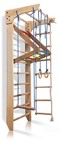 Kletterwand, Sprossenwadn Kinder-4-240-Farbe Holz turnwand mit klimmzugstange & zubehör, Turnwand, Kinder, Gym, Indoor Sportgerät, Klettergerüst, Fitness