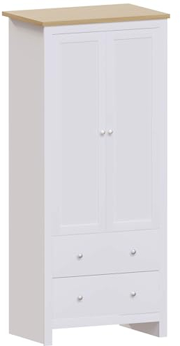 Vida Designs Arlington Wardrobe 2 Door 2 Drawer Bedroom Furniture Clothes Rail Storage (White)